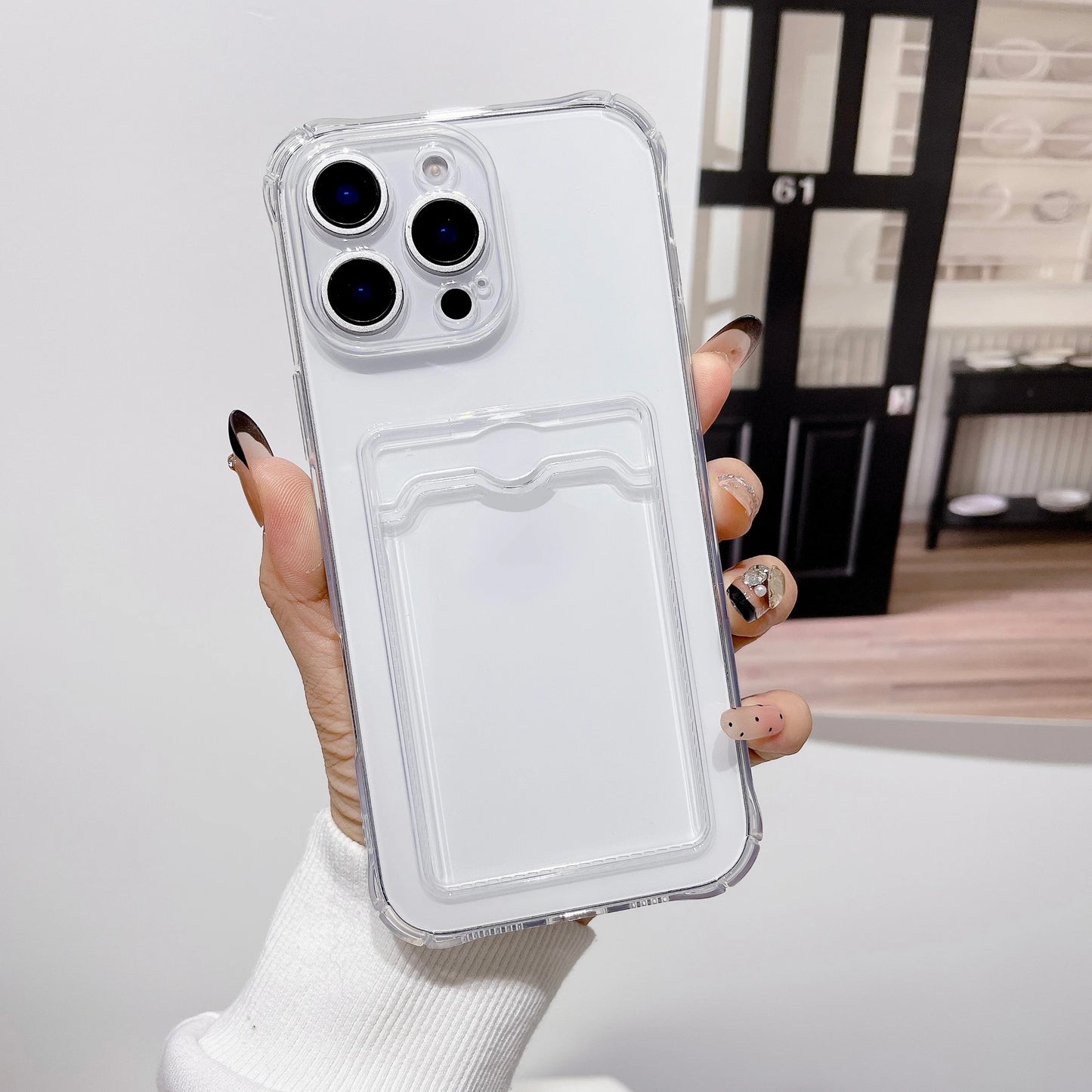 Clear Shockproof ID ATM Card Slot Protection Cover For iPhone 16 15 14 13 12 11 Pro Xs Max Mini 16e X XR Silicone Phone Case