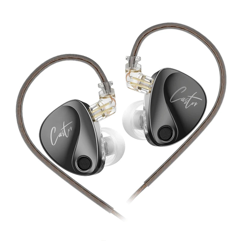 KZ Castor in Ear HiFi Earphone 2DD Dynamic High-end Tunable Balanced Armature Earphones Noise Cancelling with Detachable Cable